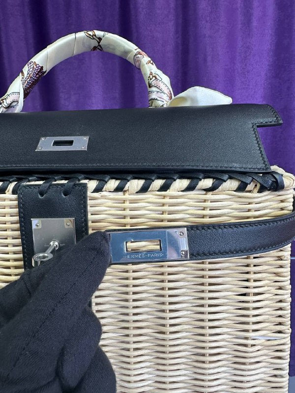 HERMES- Kelly 35 cm picnic wicker