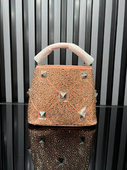 VALENTINO GARAVANI-ROMAN STUD RHINESTONE HANDBAG