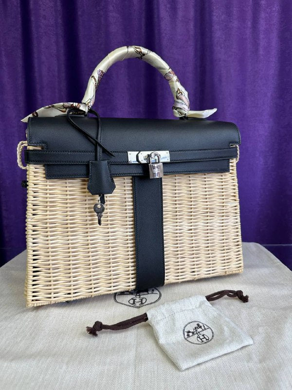 HERMES- Kelly 35 cm picnic wicker