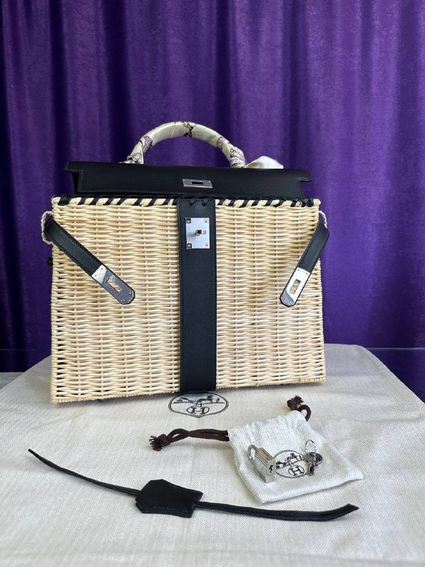 HERMES- Kelly 35 cm picnic wicker